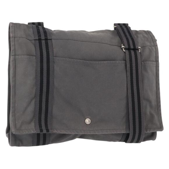 HERMES Fourre Tout Bassas MM Shoulder Bag Canvas Gray Auth ti3623